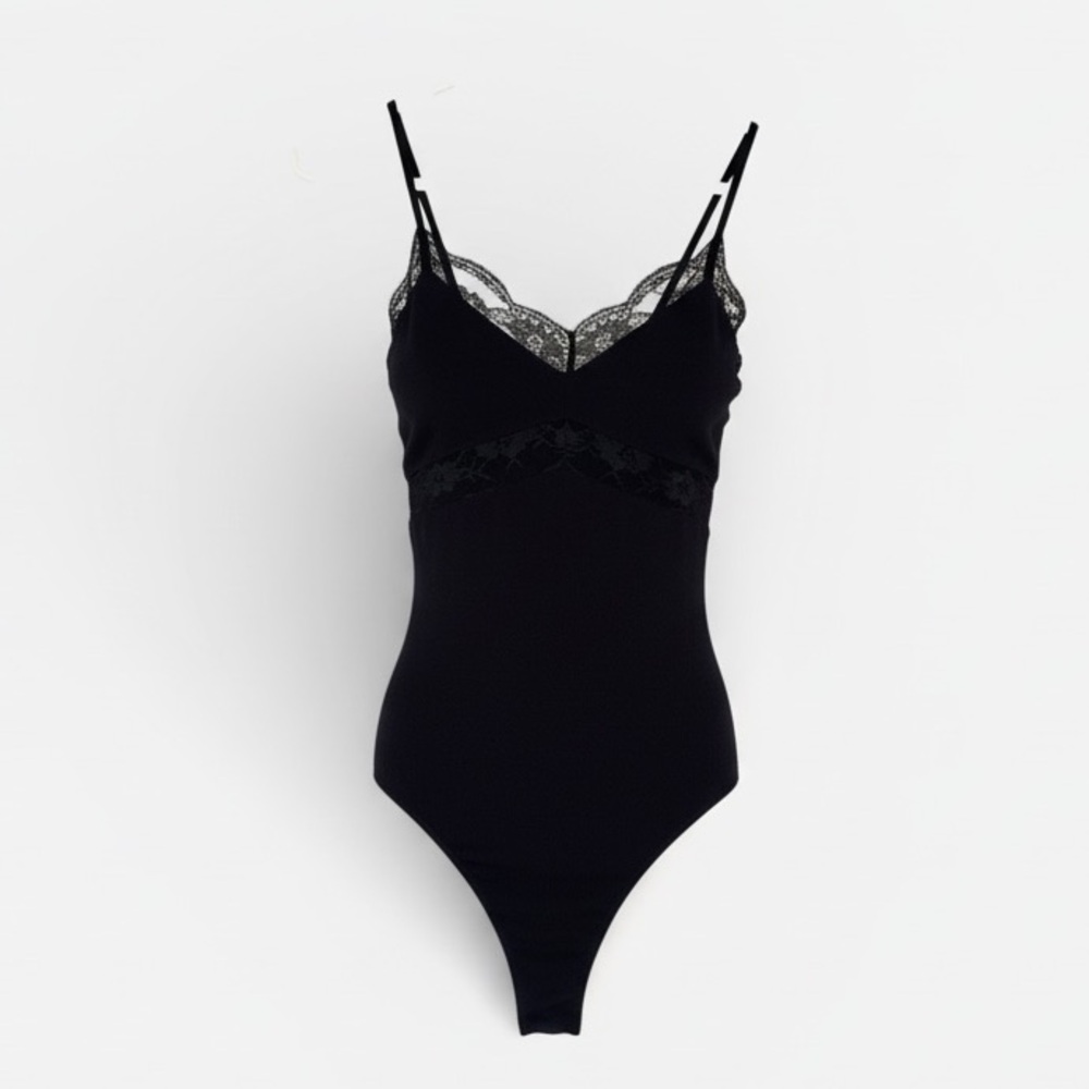 Black bodysuit with lace details